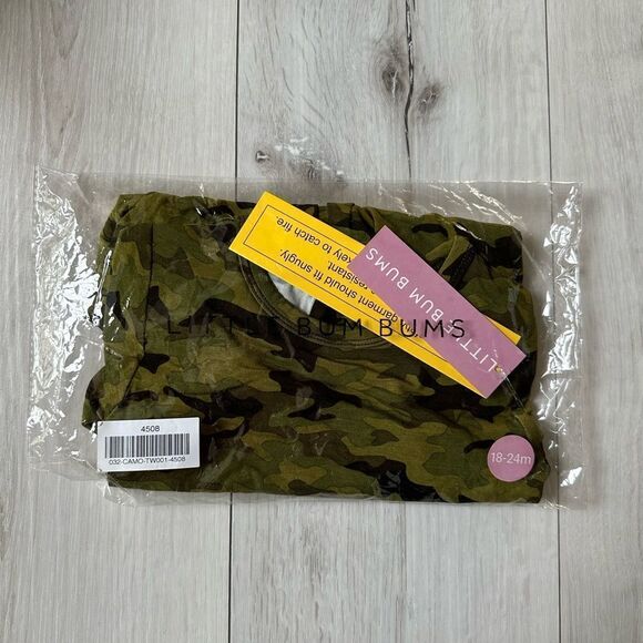 Little Bum Bums NATURAL BAMBOO Ruffle Dress Camo 18-24‎ Months NWT in packaging - Picture 4 of 5